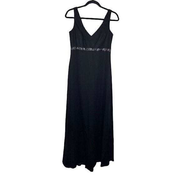 Michaelangelo Dresses & Skirts - Michaelangelo Dress Size 10 NEW Maxi Beaded V Neck Black Sleeveless MSRP $148